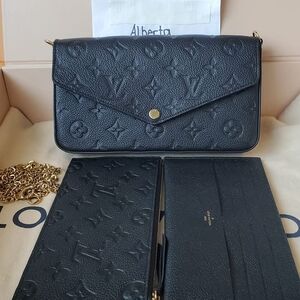 Louis Vuitton Félicie Pochette Empreinte Noir With Double Wallet And Chain